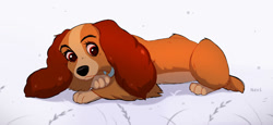 Size: 1280x590 | Tagged: safe, artist:navihheart, lady (lady and the tramp), canine, cocker spaniel, dog, mammal, spaniel, feral, disney, lady and the tramp, 2d, female, red eyes, solo, solo female