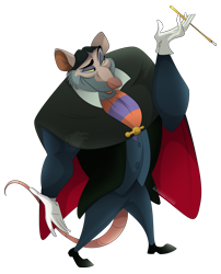 Size: 1000x1237 | Tagged: safe, artist:albinoraven666fanart, ratigan (the great mouse detective), mammal, rat, rodent, anthro, disney, the great mouse detective, cigarette, male, murine, simple background, solo, solo male, transparent background