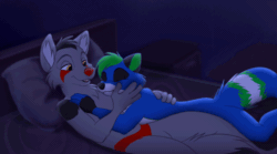 Size: 800x445 | Tagged: safe, artist:tuwka, canine, mammal, feral, 2d, 2d animation, ambiguous gender, ambiguous only, animated, cuddling, cute, duo, duo ambiguous, frame by frame, gif, hug