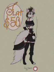 Size: 1681x2230 | Tagged: safe, artist:snowvampire, cat, feline, mammal, brown hair, cigarette, clothes, commission, ear fluff, ears, female, flat, fluff, fur, hair, hands, leather, legwear, paws, red eyes, simple background, smoking, solo, solo female, standing, tail, topwear, white body, white fur
