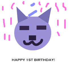 Size: 1000x1000 | Tagged: safe, artist:icey-wicey-1517, furbooru exclusive, astra, canine, fox, mammal, ambiguous form, 2021 furbooru anniversary, furbooru, ambiguous gender, anniversary, confetti, eyes closed, party hat, simple background, solo, solo ambiguous, transparent background