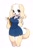 Size: 772x1173 | Tagged: safe, artist:punipaws, inui (aggretsuko), borzoi, canine, dog, mammal, anthro, aggretsuko, sanrio, spoiler, spoiler:aggretsuko s3, 2d, big eyes, blushing, bottomwear, clothes, cute, female, front view, fur, gesture, holding object, long ears, looking at you, simple background, skirt, solo, solo female, tan body, tan fur, three-quarter view, waving, white background
