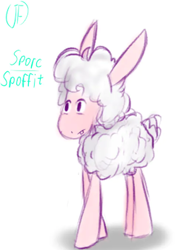 Size: 484x677 | Tagged: safe, artist:jennieflower, bovid, fictional species, mammal, feral, spore (game), ambiguous gender, simple background, solo, solo ambiguous, spoffit, spore galactic adventures, white background
