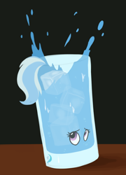 Size: 432x600 | Tagged: safe, artist:tfinequestria, trixie (mlp), equine, fictional species, mammal, pony, unicorn, ambiguous form, friendship is magic, hasbro, my little pony, drink, female, glass, ice, inanimate tf, mare, tail, transformation