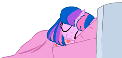 Size: 1280x608 | Tagged: safe, artist:徐詩珮, oc, oc only, oc:hsu amity, alicorn, equine, fictional species, mammal, pony, feral, friendship is magic, hasbro, my little pony, bed, blanket, female, heart, mare, pillow, simple background, sleeping, solo, solo female, transparent background