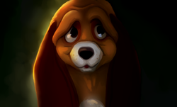 Size: 850x512 | Tagged: safe, artist:nostalgicchills, copper (the fox and the hound), bloodhound, canine, dog, mammal, feral, disney, the fox and the hound, 2d, front view, male, puppy, solo, solo male, young