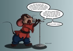 Size: 1280x899 | Tagged: safe, artist:dutch, fievel mousekewitz (an american tail), mammal, mouse, rodent, anthro, an american tail, sullivan bluth studios, 2d, brown body, brown fur, crying, fur, male, murine, singing, solo, solo male, young