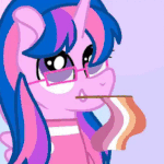 Size: 150x150 | Tagged: safe, artist:xxmiraclesparklexx, oc, oc:hsu amity, alicorn, equine, fictional species, mammal, pony, feral, hasbro, my little pony, 1:1, animated, female, gif, lavender background, low res, simple background, solo, solo female