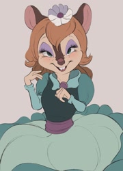 Size: 1229x1705 | Tagged: safe, artist:tohupony, bridget (an american tail), mammal, mouse, rodent, anthro, an american tail, sullivan bluth studios, 2d, blushing, female, front view, looking at you, murine, solo, solo female