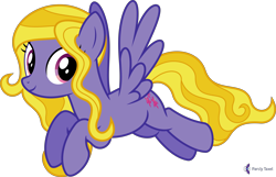 Size: 6220x4000 | Tagged: safe, artist:parclytaxel, lily blossom (mlp), equine, fictional species, mammal, pegasus, pony, feral, friendship is magic, hasbro, my little pony, .svg available, absurd resolution, female, flying, looking at you, mare, monthly reward, on model, simple background, smiling, solo, solo female, transparent background, vector