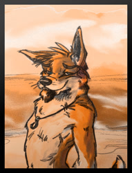 Size: 423x555 | Tagged: safe, artist:leeden, canine, fox, mammal, anthro, jewelry, male, necklace, solo, solo male