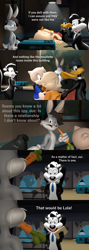 Size: 1920x5400 | Tagged: safe, artist:papadragon69, bugs bunny (looney tunes), daffy duck (looney tunes), elmer fudd (looney tunes), pepe le pew (looney tunes), porky pig (looney tunes), comic:meet le pew, looney tunes, team fortress 2, valve, warner brothers, briefcase, carrot, comic, crossover, food, gun, implied cheating, knife, male, shotgun, vegetables, weapon