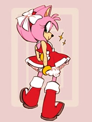 Size: 768x1024 | Tagged: safe, artist:tensicles, amy rose (sonic), hedgehog, mammal, anthro, plantigrade anthro, sega, sonic the hedgehog (series), female, looking at you, looking back, looking back at you, solo, solo female