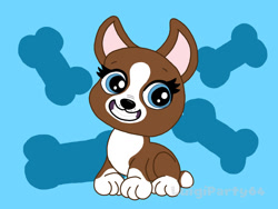 Size: 1024x768 | Tagged: safe, artist:starmario45, roxie mcterrier (lps), canine, dog, mammal, terrier, feral, hasbro, littlest pet shop, littlest pet shop: a world of our own, blue eyes, female, grin, looking at you, solo, solo female