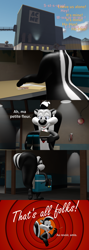 Size: 1920x5400 | Tagged: safe, artist:papadragon69, lola bunny (looney tunes), pepe le pew (looney tunes), lagomorph, mammal, rabbit, skunk, anthro, plantigrade anthro, comic:meet le pew, looney tunes, space jam, team fortress 2, valve, warner brothers, briefcase, carrot, cigarette, cigarette holder, comic, crossover, female, food, male, smoking, solo, solo male, vegetables