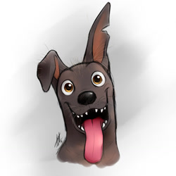 Size: 1280x1280 | Tagged: safe, artist:smudgeandfrank, dante (coco), canine, dog, mammal, feral, coco (pixar), disney, pixar, 2d, bust, front view, looking at you, male, mexican hairless dog, solo, solo male, tongue, tongue out