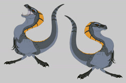 Size: 1061x700 | Tagged: safe, artist:oliverfox, oc, oc:ovi (oliverfox), dinosaur, raptor, theropod, feral, oviraptor, tail