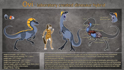 Size: 1550x881 | Tagged: safe, artist:oliverfox, oc, oc:chocolate (oliverfox), oc:ovi (oliverfox), dinosaur, feline, mammal, raptor, saber-toothed cat, theropod, anthro, feral, duo, female, oviraptor, tail