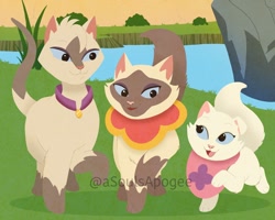 Size: 1100x880 | Tagged: safe, artist:mintchipmochi, dongwa miao (sagwa), sagwa miao (sagwa), sheegwa miao (sagwa), cat, feline, mammal, pbs, sagwa the chinese siamese cat, brother, brother and sister, female, group, kitten, male, siblings, sister, sisters, trio, young