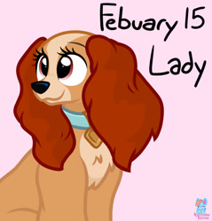 Size: 1224x1280 | Tagged: safe, artist:rainbow eevee, lady (lady and the tramp), canine, cocker spaniel, dog, mammal, spaniel, feral, disney, lady and the tramp, 2d, cute, female, red eyes, solo, solo female