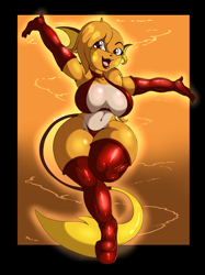 Size: 1280x1707 | Tagged: suggestive, artist:suirano, fictional species, mammal, raichu, anthro, nintendo, pokémon, 2019, armpits, belly button, big breasts, bikini, black nose, breasts, clothes, digital art, ears, eyelashes, female, fur, gloves, hair, high heel boots, legwear, long gloves, open mouth, simple background, solo, solo female, stockings, swimsuit, tail, thighs, thunder thighs, tongue, wide hips