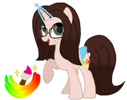 Size: 1345x1067 | Tagged: safe, artist:徐詩珮, oc, oc:rainbow eevee (irl), alicorn, equine, fictional species, mammal, pony, feral, hasbro, my little pony, brown hair, cute, female, freckles, hair, hazel eyes, ponified, solo, solo female