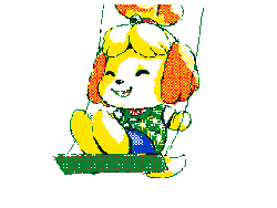 Size: 320x240 | Tagged: safe, artist:mon311, isabelle (animal crossing), canine, dog, mammal, shih tzu, semi-anthro, animal crossing, flipnote studio, nintendo, 2d, 2d animation, animated, cute, female, frame by frame, gif, low res, solo, solo female, swing, swinging