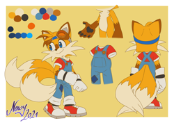 Size: 1748x1240 | Tagged: safe, artist:nowykowski, miles "tails" prower (sonic), canine, fox, mammal, red fox, anthro, plantigrade anthro, sega, sonic the hedgehog (series), 2021, alternate universe, dipstick tail, fluff, male, multiple tails, orange tail, solo, solo male, tail, tail fluff, two tails, white tail