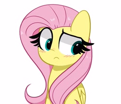 Size: 4096x3529 | Tagged: safe, artist:itskittyrosie, artist:kittyrosie, fluttershy (mlp), equine, fictional species, mammal, pegasus, pony, friendship is magic, hasbro, my little pony, blushing, cute, female, high res, mare, simple background, solo, solo female, white background