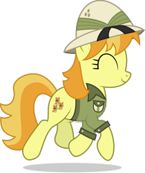 Size: 2100x2501 | Tagged: safe, artist:thatusualguy06, earth pony, equine, fictional species, mammal, pony, feral, friendship is magic, hasbro, my little pony, atg 2021, clothes, eyes closed, female, hat, high res, mare, natg 2021, newbie artist training grounds, on model, simple background, smiling, solo, solo female, teddie safari (mlp), transparent background, vector