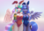 Size: 3508x2480 | Tagged: safe, alternate version, artist:dandy, princess celestia (mlp), princess luna (mlp), alicorn, equine, fictional species, mammal, pony, anthro, friendship is magic, hasbro, my little pony, adorasexy, alcohol, anthrofied, asymmetrical docking, big breasts, blue eyes, blushing, breast squish, breasts, breasts touching, bunny suit, chest fluff, clothes, cuffs (clothes), cute, drink, duo, duo female, ear fluff, eye through hair, eyebrow through hair, eyebrows, eyelashes, feathered wings, feathers, female, females only, fluff, glass, grin, hair, hand on waist, high res, horn, leotard, long hair, looking at you, magenta eyes, mare, mature, mature female, milestone, open mouth, open smile, sexy, siblings, simple background, sister, sisters, smiling, wings