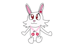 Size: 1280x816 | Tagged: safe, artist:1126hope2, ruby (jewelpet), lagomorph, mammal, rabbit, semi-anthro, jewelpet (sanrio), sanrio, ears, female, flower, flower in hair, foot fetish, hair, hair accessory, simple background, soles, solo, solo female, toes, white background
