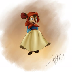 Size: 2449x2449 | Tagged: safe, artist:hyzenthlay89, tanya mousekewitz (an american tail), mammal, mouse, rodent, anthro, an american tail, sullivan bluth studios, bottomwear, clothes, dress, female, headscarf, headwear, high res, signature, solo, solo female, young