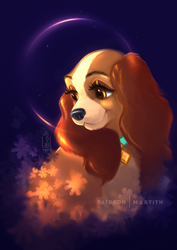 Size: 1280x1811 | Tagged: safe, artist:martith, lady (lady and the tramp), canine, cocker spaniel, dog, mammal, spaniel, feral, disney, lady and the tramp, bust, female, solo, solo female