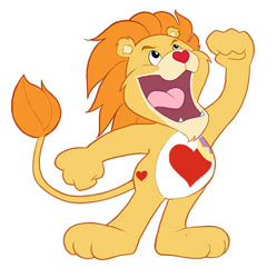 Size: 497x500 | Tagged: safe, artist:hyaroo, brave heart lion (care bears), big cat, feline, lion, mammal, semi-anthro, care bears, low res, male, simple background, solo, solo male, white background