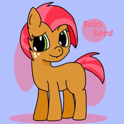 Size: 1008x1008 | Tagged: dead source, safe, artist:graphene, babs seed (mlp), earth pony, equine, fictional species, mammal, pony, feral, friendship is magic, hasbro, my little pony, 2013, female, filly, foal, freckles, smiling, solo, solo female, tail, young