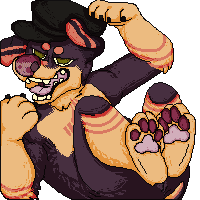 Size: 200x200 | Tagged: oc needed, source needed, safe, artist:euthanizedcanine, oc, oc only, canine, dog, mammal, anthro, 1:1, animated, clothes, gif, hat, low res, open mouth, paw pads, paws, pixel animation, pixel art, solo, underpaw