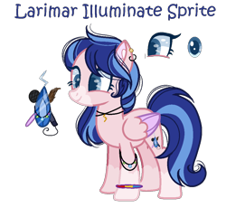 Size: 976x896 | Tagged: safe, artist:prismborealisdash, oc, oc:larimar illuminate sprite, equine, fictional species, mammal, pegasus, pony, hasbro, my little pony, blue eyes, blue hair, blue tail, bracelet, colored outline, colored wings, cutie mark, flag, flat colors, fur, hair, jewelry, multicolored wings, necklace, pansexual pride flag, pendant, pink body, pink fur, pink outline, pride flag, quadrupedal, simple background, tail, transparent background, wings