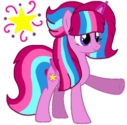 Size: 1096x1080 | Tagged: safe, artist:徐詩珮, oc, oc only, oc:bubble sparkle, alicorn, equine, fictional species, mammal, pony, feral, hasbro, my little pony, 2021, colored outline, colorful, cutie mark, eyelashes, feathered wings, feathers, female, folded wings, fur, hair, mare, multicolored hair, multicolored mane, multicolored tail, pink body, pink fur, pink outline, purple eyes, simple background, smiling, solo, solo female, tail, transparent background, two toned wings, wings