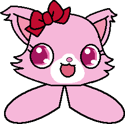 Size: 245x243 | Tagged: safe, artist:mega-poneo, garnet (jewelpet), cat, feline, fictional species, goomba (mario), mammal, monster, ambiguous form, feral, semi-anthro, jewelpet (sanrio), mario (series), sanrio, bow, crossover, cursed image, ears, female, goombafied, low res, not salmon, simple background, solo, solo female, transparent background, wat