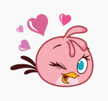 Size: 213x198 | Tagged: safe, official art, stella (angry birds), bird, cockatoo, parrot, feral, angry birds, cute, female, galah, heart, looking at you, low res, one eye closed, open mouth, open smile, rovio, simple background, smiling, smiling at you, solo, solo female, white background