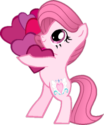 Size: 432x517 | Tagged: safe, artist:muhammad yunus, oc, oc only, oc:annisa trihapsari, earth pony, equine, fictional species, mammal, pony, feral, friendship is magic, hasbro, my little pony, 2021, base used, bipedal, cute, female, fur, hair, heart, low res, mane, mare, pink body, pink fur, pink hair, pink mane, pink tail, simple background, smiling, solo, solo female, tail, transparent background