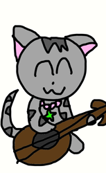 Size: 664x1082 | Tagged: dead source, safe, artist:sugarbugjewelpet, cat, feline, mammal, acoustic guitar, ears, guitar, male, musical instrument, simple background, solo, solo male, tail, tour (jewelpet), white background