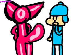 Size: 800x600 | Tagged: safe, artist:pvrplekat, oc, oc:pinky (pvrplekat), cat, feline, human, mammal, semi-anthro, animated, butt, butt shake, child, dancing, duo, duo male and female, female, fur, gif, male, pocoyo (pocoyo), pocoyo (series), simple background, twerking, white background, why, young