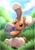Size: 906x1280 | Tagged: safe, artist:otakuap, buneary, lagomorph, mammal, rabbit, feral, nintendo, pokémon, 2019, cloud, cute, digital art, ears, easter, easter egg, featured image, fluff, fur, grass, hair, holding, holiday, paws, pink nose, sitting, sky, solo, tail, tree, underpaw