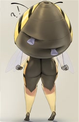 Size: 669x1024 | Tagged: suggestive, artist:tffeathers, oc, oc:blossom (tffeathers), arthropod, bee, insect, anthro, big butt, butt, disembodied hand, female, huge abdomen, solo, solo female