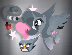 Size: 723x553 | Tagged: safe, artist:muhammad yunus, silver (angry birds), alicorn, bird, bird of prey, equine, falcon, fictional species, mammal, peregrine falcon, pony, feral, angry birds, friendship is magic, hasbro, my little pony, angry birds 2, crossover, cutie mark, duo, duo female, female, females only, gray, hair, happy, heart, mane, mare, medibang paint, peale's falcon, ponified, rovio, self paradox, smiling, species swap, stars, tail, teeth, wide eyes