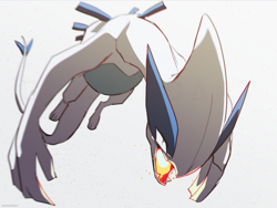Size: 1333x1000 | Tagged: safe, artist:godbirdartmwb, fictional species, legendary pokémon, lugia, feral, nintendo, pokémon, 2021, ambiguous gender, black eyes, flying, open mouth, simple background, solo, solo ambiguous, tail, white background, white body, white tail, white wings, wings