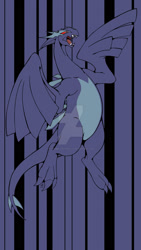 Size: 1024x1821 | Tagged: safe, artist:stormblaze-pegasus, fictional species, legendary pokémon, lugia, shadow lugia, shadow pokémon, feral, nintendo, pokémon, pokémon xd, 2021, ambiguous gender, black eyes, colored sclera, flying, purple body, purple tail, red sclera, solo, solo ambiguous, tail, watermark, wings