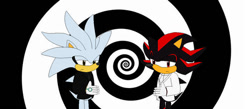 Size: 700x306 | Tagged: safe, artist:shadevore, shadow the hedgehog (sonic), silver the hedgehog (sonic), hedgehog, mammal, anthro, sega, sonic the hedgehog (series), 2020, duo, duo male, low res, male, males only, unus annus